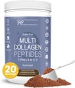 Proteínas vivas saludables - Péptidos multi colágeno hidrolizado Tipos de pólvora I, II, III, V &amp; X - Grass Fed Bovine, Wild Caught Marine, Free Range Chicken - Gluten Free (Chocolate, 8 oz)