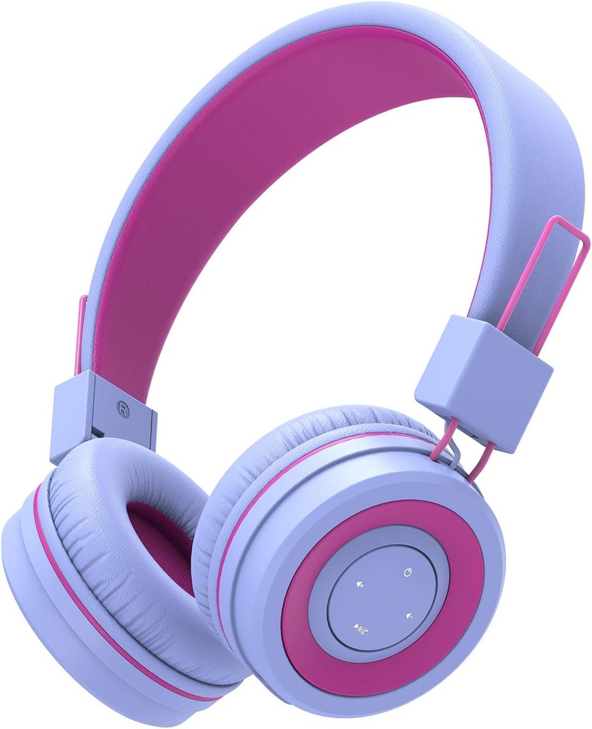 Auriculares Bluetooth iClever BTH02 Kids, 93H Playtime, Auriculares plegables, ajustables, Bluetooth 5.4, Auriculares inalámbricos para niños con micrófono para IPad/Tablet/School/Travel, Purple