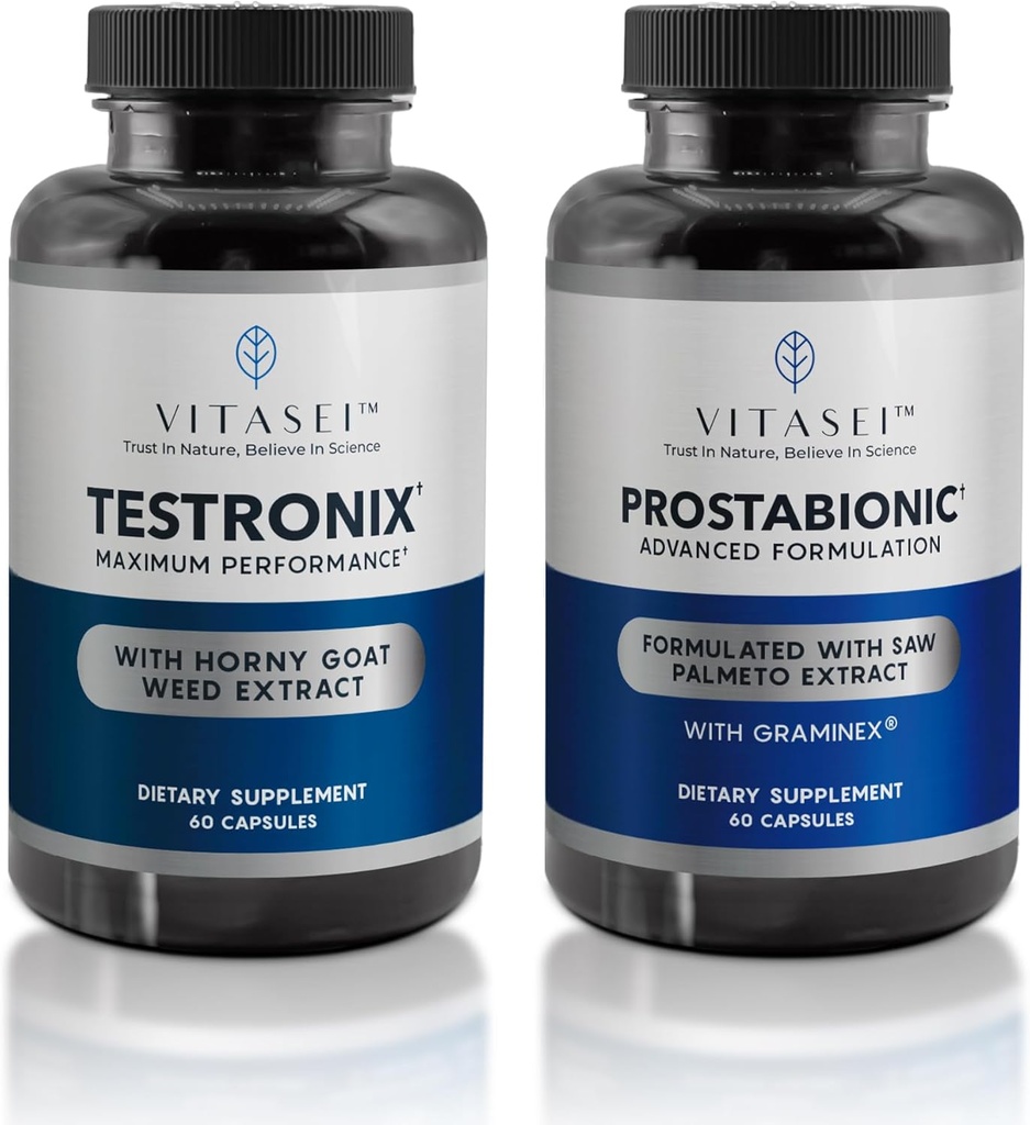 VITASEI Testronix Booster para Hombres (60 cápsulas) + Prostabionic Prostate Suplementos dietéticos para Hombres (60 cápsulas)