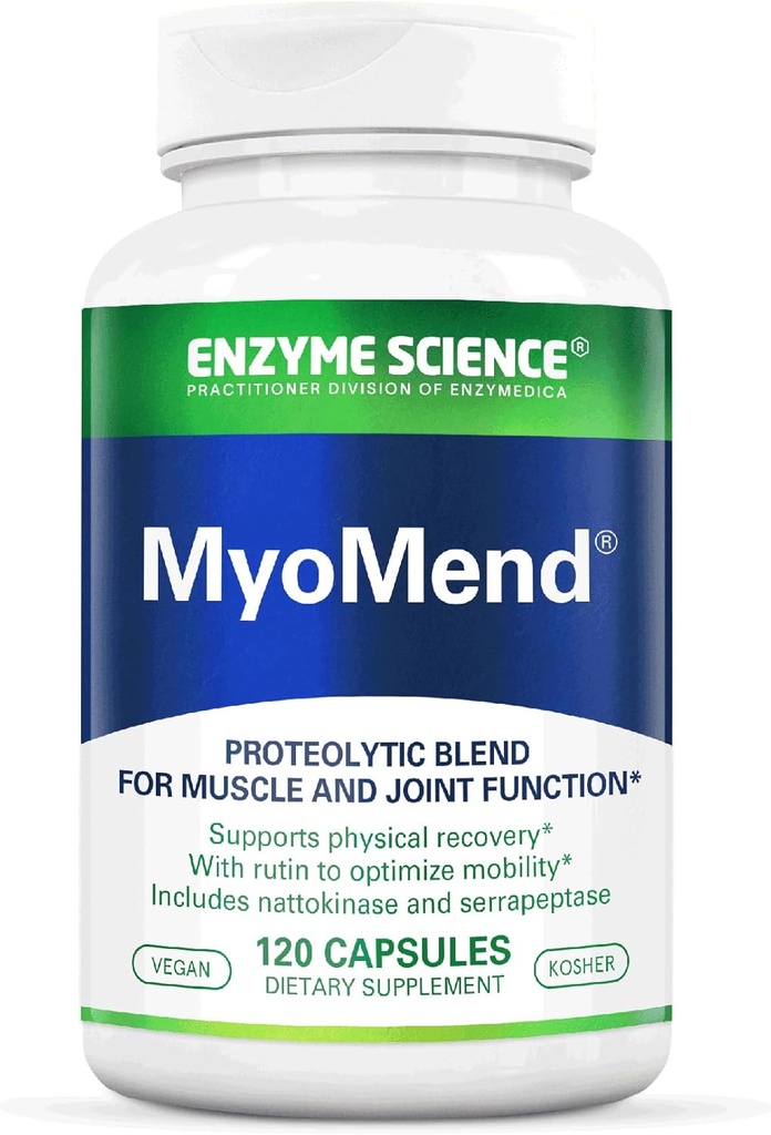 Enzyme Science Myomend – Suplemento de Apoyo Conjunto – Formulado con Bromelain, Rutin, Nattokinase y Serrapeptase – Suplemento de Salud Enzima – Vegan y Kosher - 120 cápsulas
