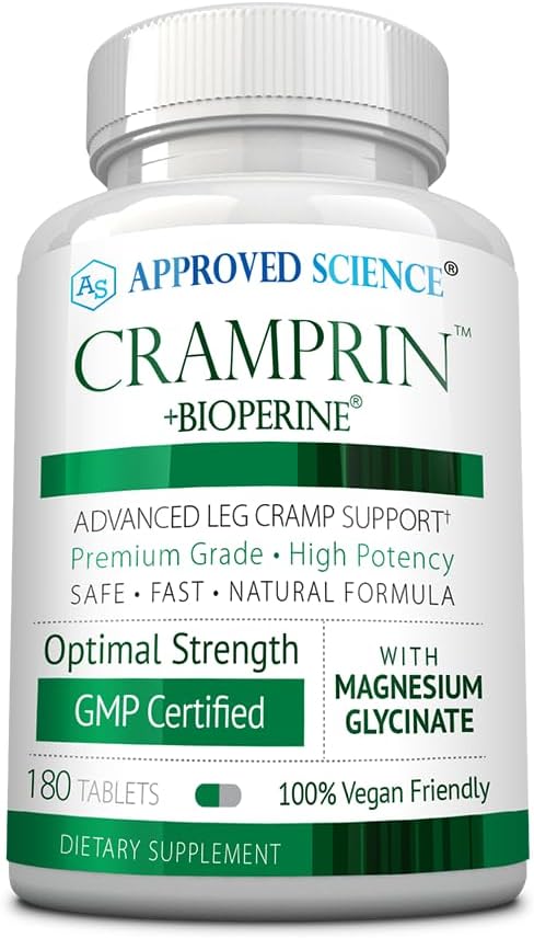 Cramprin de ciencias aprobadas - Magnesio de alta absorción, Complejo de vitamina B, BioPerina - Suministro de 3 meses - 180 cápsulas - Vegan