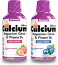 Bluebonnet Nutrition Liquid Calcium Citrate Magnesium Citrate, Vitamin D3- Bundle of Blueberry Flavor y Strawberry Flavor, 2 Botella de 16 Fl Oz Cada (32 Fl Oz Total)