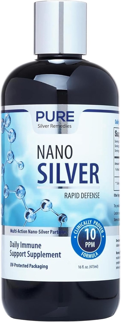 Puro Nano Silver Spray 16oz Refill Silencio 10 PPM Daily Immune Support Suplemento ← Fácilmente Absorbed Colloidal Nano Silver Spray ← Solución Probiótica-Friendly Silver