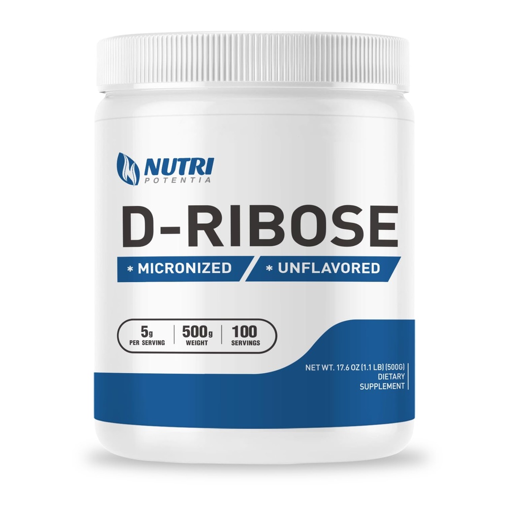 Pure D-Ribose Powder - Ribose Powder Supplement, Supports Energy - Unflavored - Gluten Free (500 Grams - 1.1 Lbs)