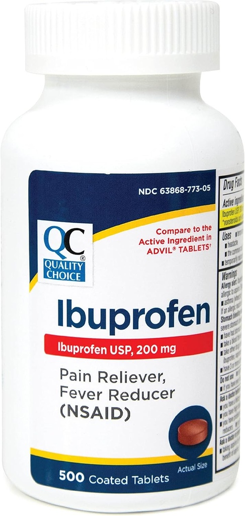 Elección de calidad Ibuprofen 200mg. Tablet 500-Count Botella de plástico