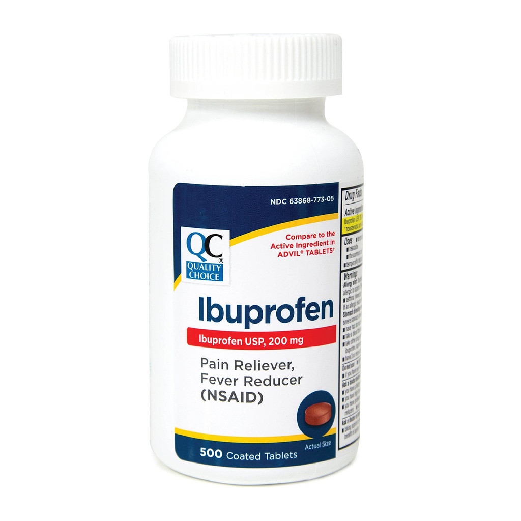 Quality Choice Ibuprofen 200mg. Tablet 500-Count Plastic Bottle