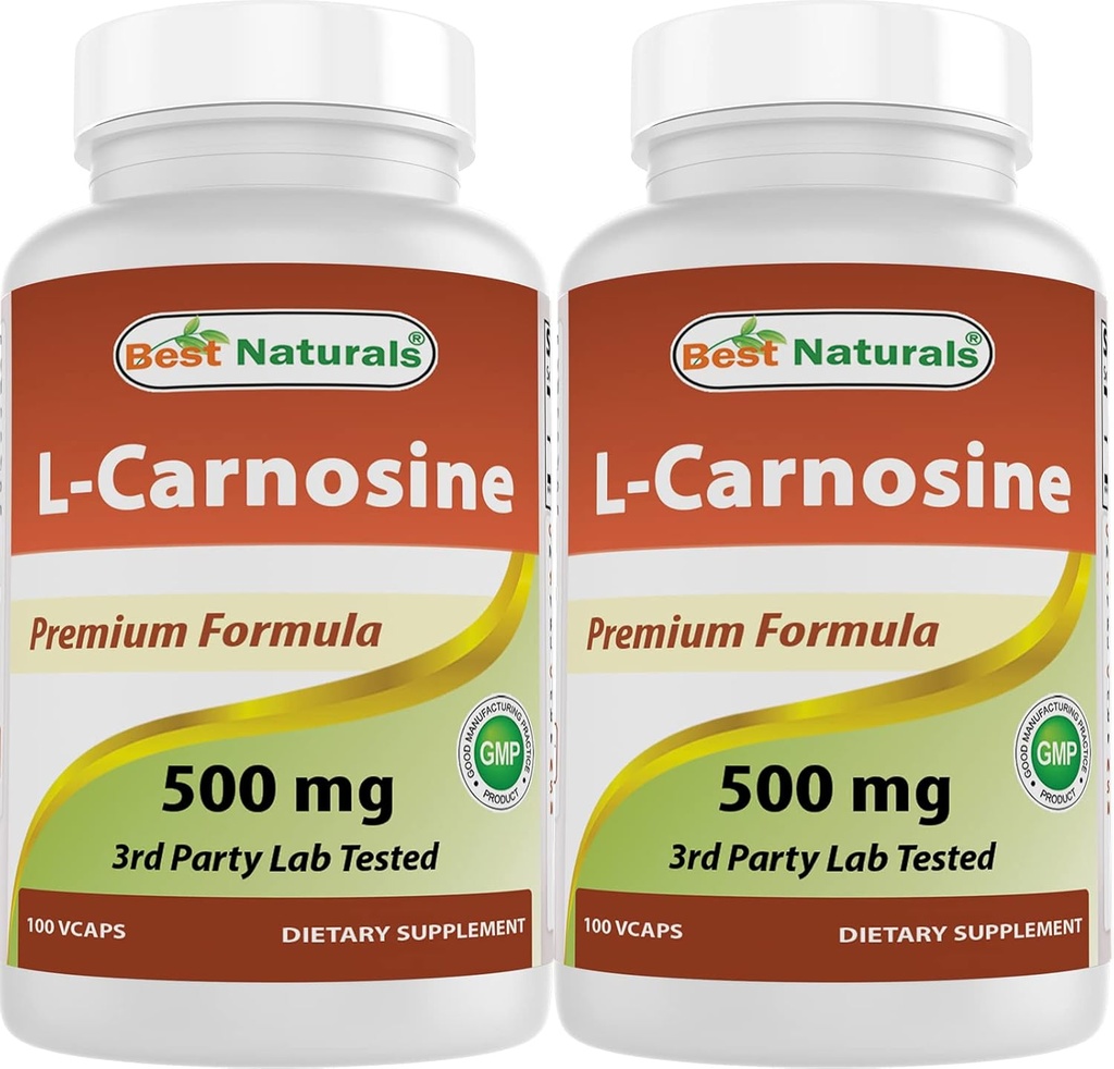 Mejores Naturales L-Carnosina 500 mg 100 Vcaps (100 Cuenta (Pack de 2))