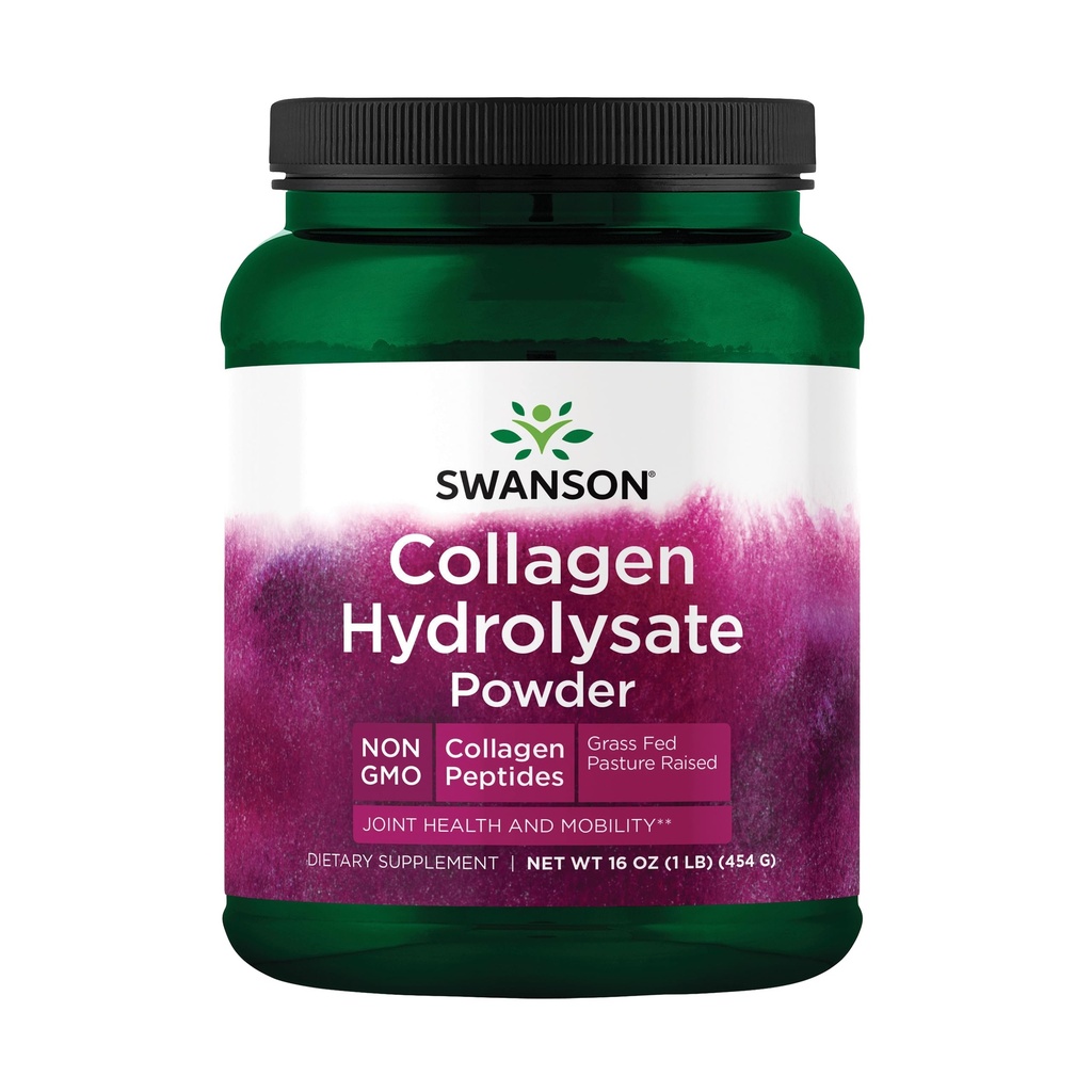 Swanson High Plains Collagen Hydrolysate Peptides Powder for Adults Over 30 Seeking Hair, Skin, Nail, and Joint Support - Unflavored (1 lb)