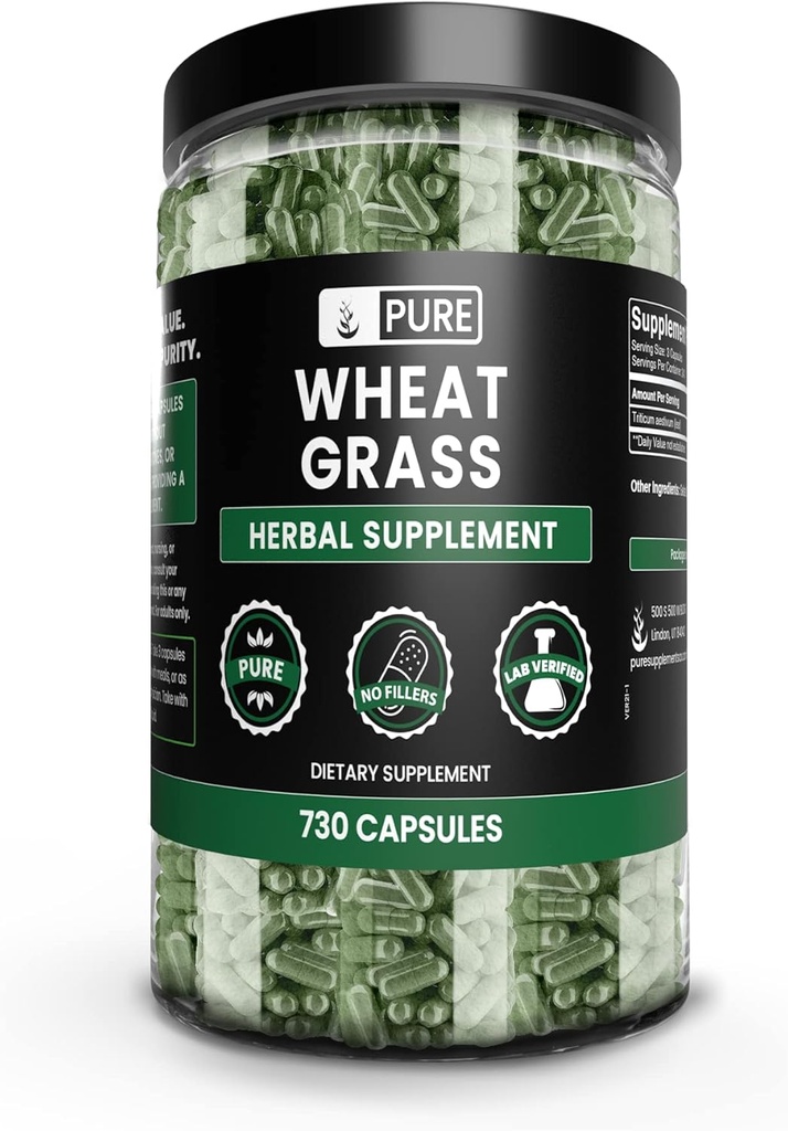 Pure Original Ingredients Wheat Grass (730 Capsules) No Magnesium Or Rice Fillers, Always Pure, Lab Verified