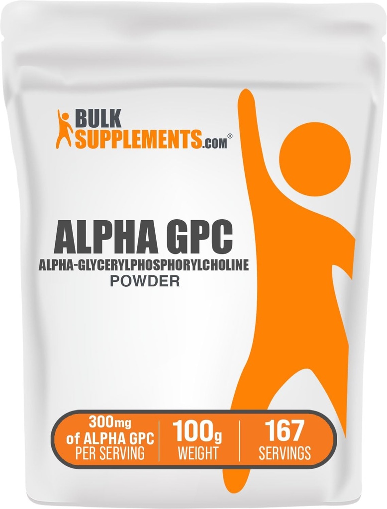 BulkSupplements.com Alpha GPC Powder - Suplementos de línea, Alpha GPC 300mg - Sin sabor, 600 mg por servicio, 100g (3,5 oz) (Pack of 1)