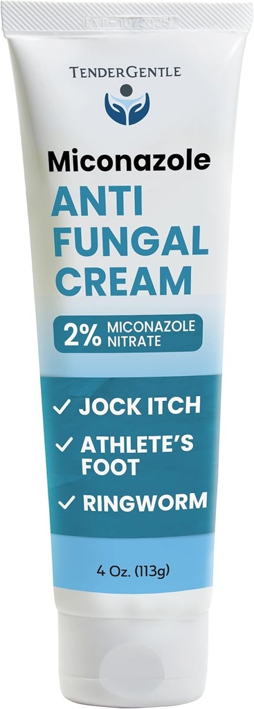 Crema antifúngica de Miconazol para la piel - 4 oz de Miconazole Nitrato para Jock Itch, Pie de Atleta, picazón y rosca