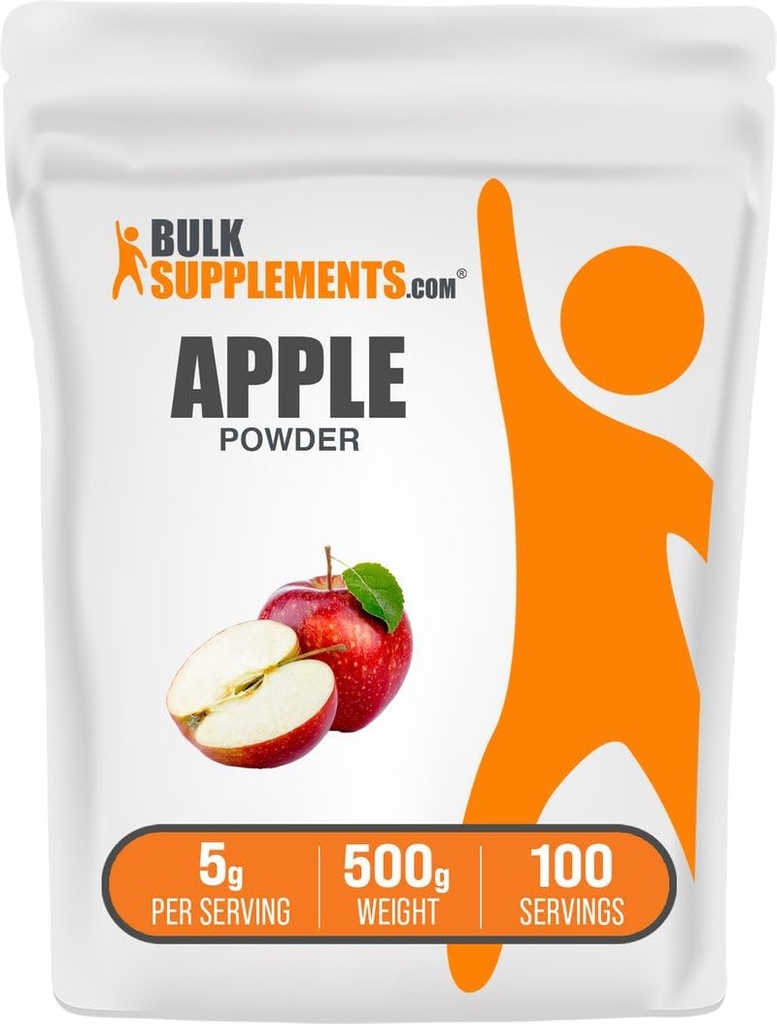 BulkSupplements.com Apple Powder - Apple Fruit Powder, Fiber Supplement for Digestive Support - Natural &amp; Gluten Free, 5g per Serving, 500g (1.1 lbs) (Pack of 1)