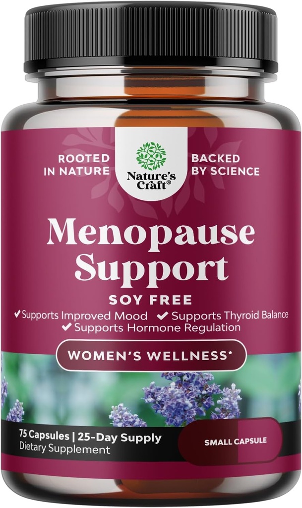 Suplemento completo de la menopausia de hierbas para mujeres - Soy libre de hormonas de la mujer cápsulas de equilibrio para las sudaderas nocturnas flashes calientes " grifos con Dong Quai, Chaste Berry " Negro Cohosh Root - 75 conde Pack