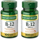La vitamina B12 de la naturaleza, apoya el metabolismo energético y la salud del sistema nervioso, 500 mg, Tabletas, 100 Ct (Pack of 2)
