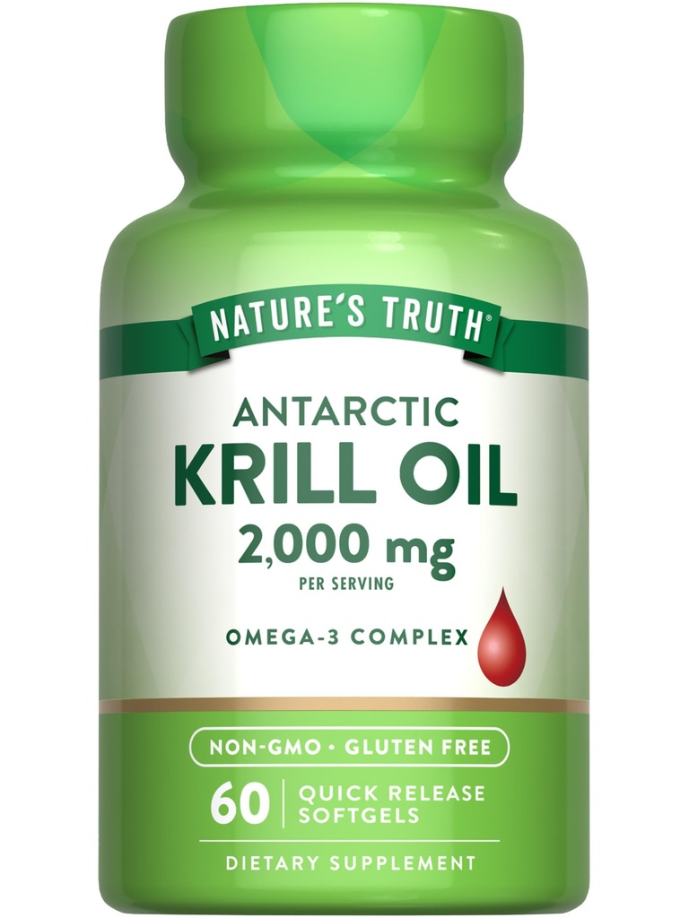 Nature's Truth Antarctic Krill Oil 2000mg Softgels | 60 Count | Omega-3 with EPA & DHA | Non-GMO & Gluten Free Supplement