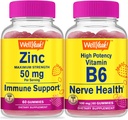 WellSí Zinc + High Potency Vitamin B6, Gummies Bundle - Gran Tasting, Suplemento de vitaminas, Gluten Free, GMO Free, Chewable Gummy