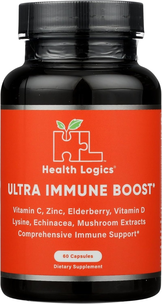 Las lógicas de salud fortalezcan! Capsulas con Vitamina C, Zinc, Elderberry, Vitamina D, Lysine, Echinacea y Mushroom Extractos para Powerful Antioxidant Immune Support, 60 Veggie Caps