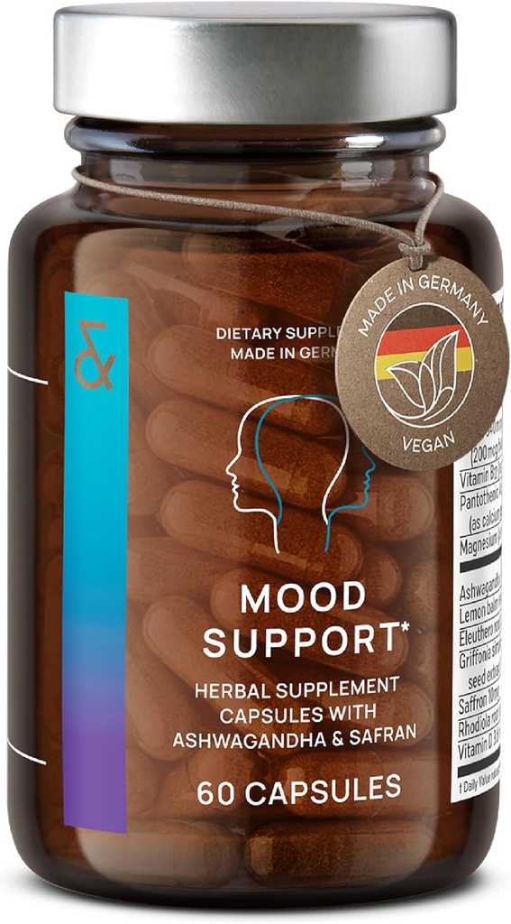 CLAV Mood Support Suplemento - con Ashwagandha + Saffron Extract + 5-HTP Griffonia + Ginseng Siberiano + Rhodiola rosea - 60 cápsulas