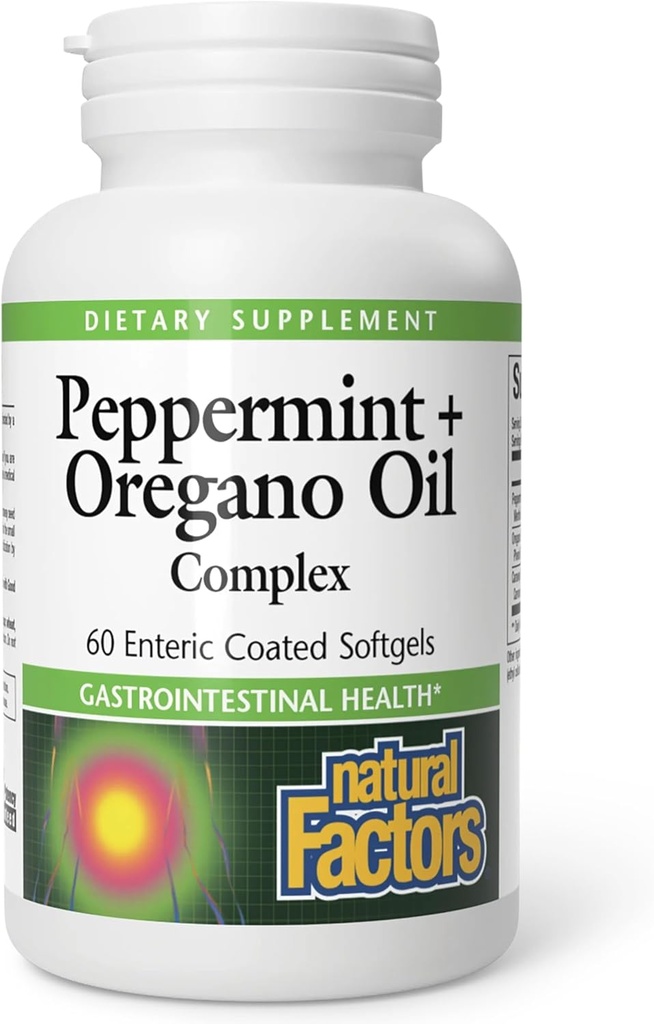 Natural Factores, Peppermint &amp; Oregano Oil Complex, Digestive Aid for Gastrointestinal Health, 60 softgels
