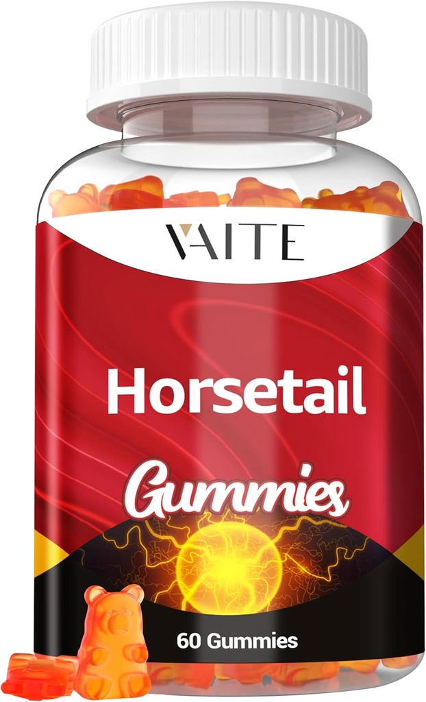 Herb Hair Growth Gummies – Silica &amp; Antioxidant Supplement with Horsetail Extract for Stronger Hair, Skin & Nails, Non-GMO, Gluten-Free – Cola de Caballo Hierba – 60 Chewables Vegan