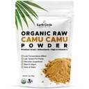 Círculo de la Tierra Orgánica Camu Camu Powder – Pólvora de Berry cruda orgánica con Antioxidantes de vitamina C natural – Vegan, Kosher, Superalimentos no transgénicos para la inmunidad y la energía – 3oz (Pack of 1)