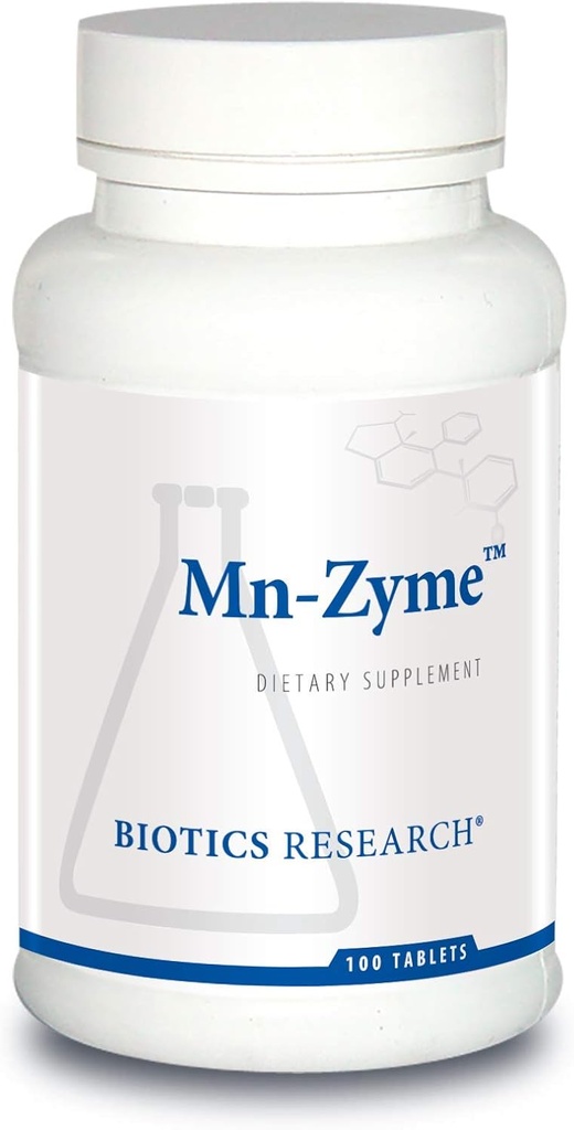 Biotics Research Mn Zyme, Manganese, Trace Mineral, Antioxidant, Metabolism Support, Healthy Cholesterol, Bone and Cartilage Development. 100 cuadros
