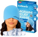 IceBeanie Migraine Relief Cap, As Visto en Shark Tank, Soft &amp; Stretchy Gel Tension Headache Relief Cap, Extended Cooling Hangover Ice Hat, Odorless Head Wrap Ice Pack Wrap, Headache Migraine Mask