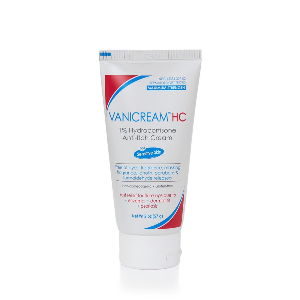 Vanicream 1% Hidrocortisona Anti-Itch Cream - 2 oz - Máximo OTC-Strength Formula para la piel sensible