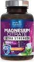 Citrate de magnesio Capsules 1000mg - Max Absorption Magnesium Powder for Muscle, Nerve, Bone and Heart Health Support, High Absorption Citrate Complex, Gluten Free, Non-GMO - 120 cápsulas