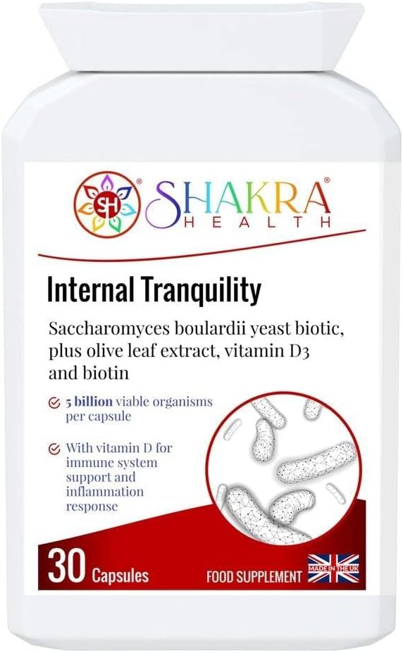 Tranquility Interna Saccharomyces Boulardii Probiotic Yeast Support, 30 Capsules for Immunity, Inflammation & Mucous Membrane. for Healthy Gut, Blood, Calcium, Bones, Muscle, Teeth & Organs