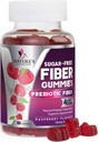 Prebióticos Gummies de fibra 4g - Suplemento de fibra de azúcar para la salud digestiva de adultos Apoyo - sabor natural de frambuesa, mezclado con plantas, sin GMO &amp; Gluten Gratis - 60 Gummies