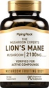 Piping Rock Lions Mane Supplement Capsules ← 2100mg Silencio 90 Conde ← Mushroom Fruiting Body Extract for Hombres y Mujeres