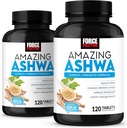 Factor de fuerza Asombroso Ashwa, KSM-66 Ashwagandha Suplemento para el alivio de estrés, Focus, Memory, Immune Support, With Vitamins, Minerals & Antioxidants, Cortisol Supplements for Women, 240 Tablets (2-Pack)