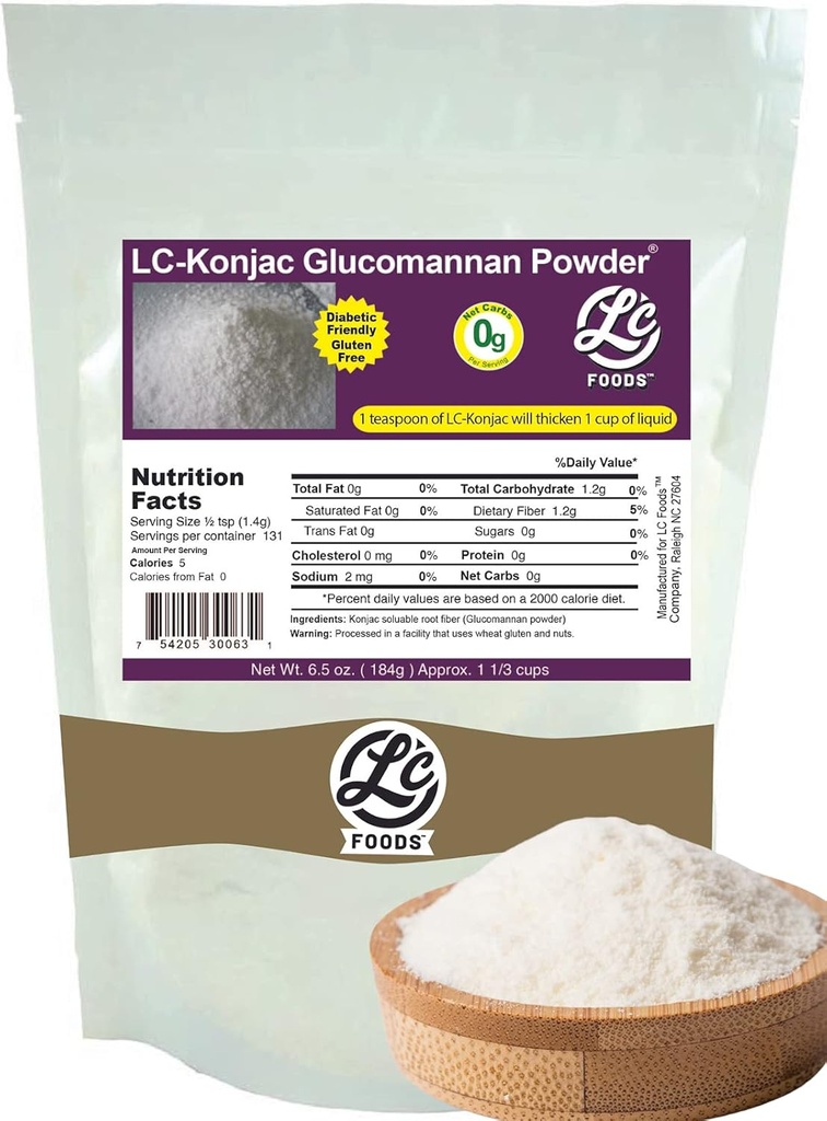 Alimentos de bajo carbohidrato Konjac Glucomannan Powder ← Non-GMO ← Ingredientes 100% All-Natural ← Gluten Free ← Diabetic Friendly ← Sweetener Artificial Free  preserve Metabolism " Weight Management Silencio 6.5 oz