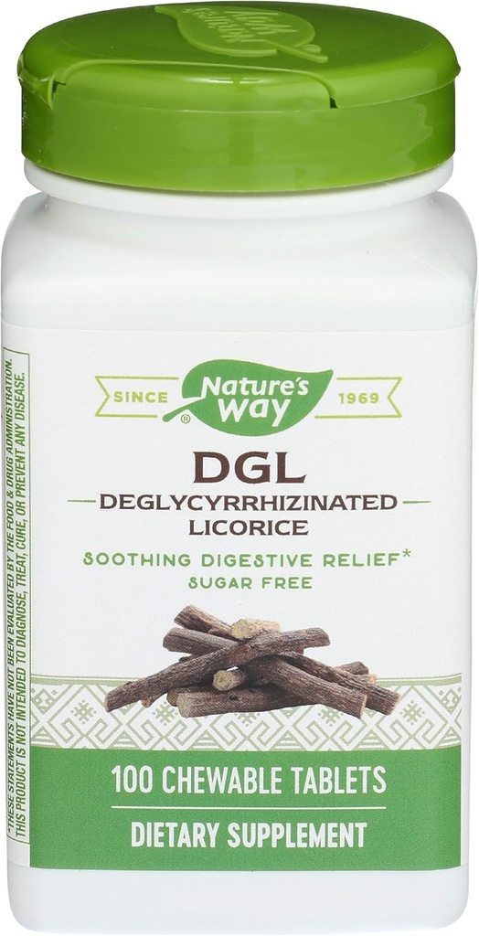 Terapia enzimática, DGL (sin Fructosa), 100 Tabletas Chewable. Paquete de 1