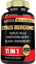11in1 Citrus Bergamot Suplemento 1000mg con hoja de oliva, Hawthorn Berry, Guggul, Ajo y Más - Apoyo inmunidad, sistema circulatorio " Salud general - 200 cápsulas
