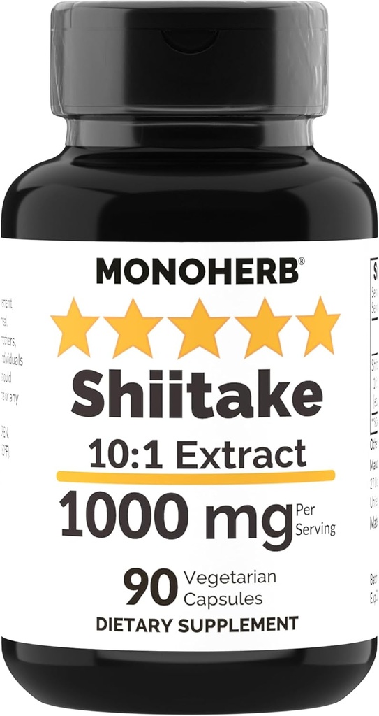 MONOHERB Shiitake Mushroom Extracto 1000 mg - 90 cápsulas vegetarianas
