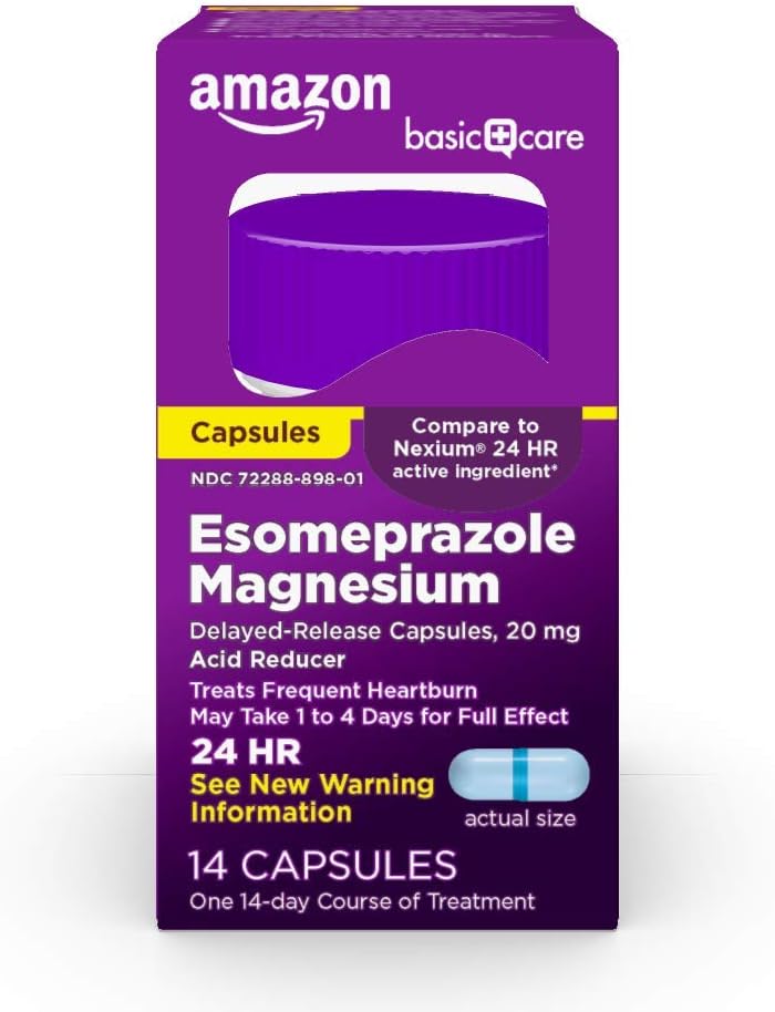 Cuidado básico Esomeprazole Magnesio Delayed Release Capsules, 20 mg, Acid Reducer, 14 Cuenta