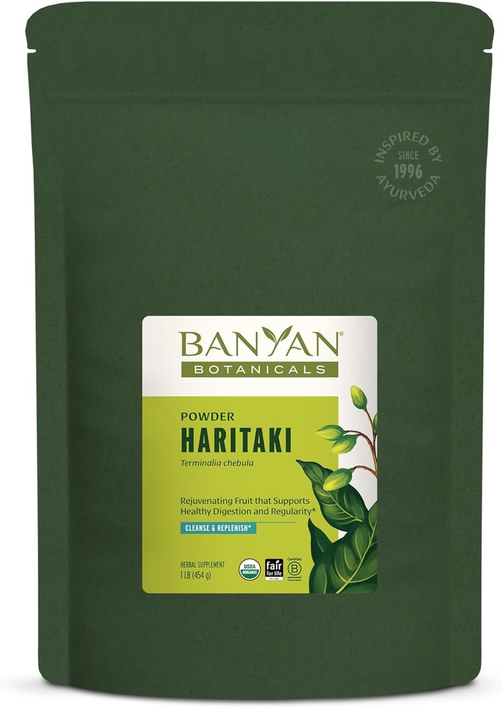 Banyan Botanicals Haritaki Powder – Terminal Orgánica Chebula – Ayurvedic Digestion Suplemento que apoya la limpieza suave* – 1 lb. – Non-GMO Sosteniblemente Fuente Certified Fair for Life Fair Trade