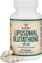 Liposomal Glutathione Suplemento 500mg por Serving, 60 Capsules (Vegan Safe, Non-GMO) Max Absorption Liposomal Glutathione with Genuine Smell and Taste by Double Wood