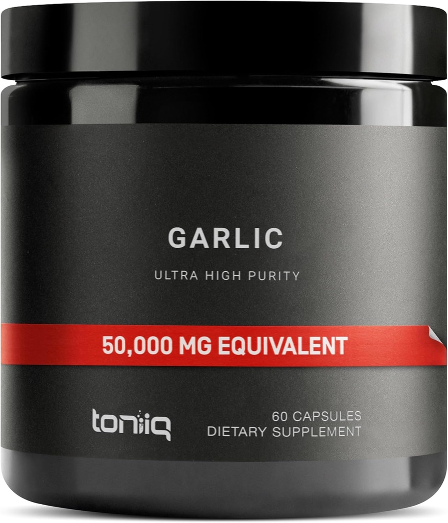 Garlic Capsules with 10,000mcg Allicin - Odorless - 50:1 Extract for Maximum Potency - Third-Party Lab Tested - 60 Vegetarian Capsules