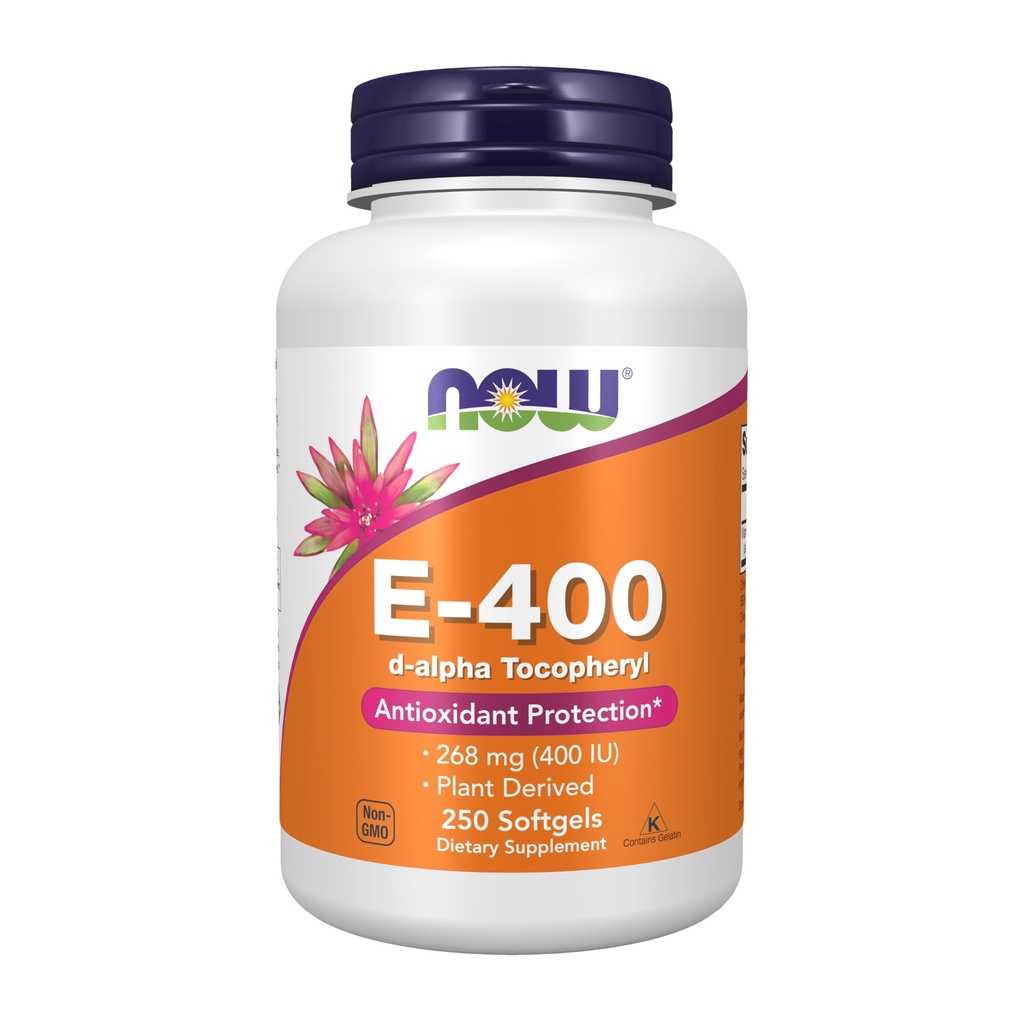 AHORA Suplementos de Alimentos, Vitamina E-400 UI, D-Alpha Tocopheryl, Protección Antioxidante*, 250 Softgels