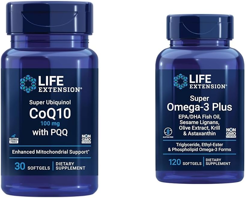Super Ubiquinol CoQ10 con PQQ, CoQ10, PQQ &amp; Super Omega-3 Plus EPA/DHA Fish Oil, Sesame Lignans