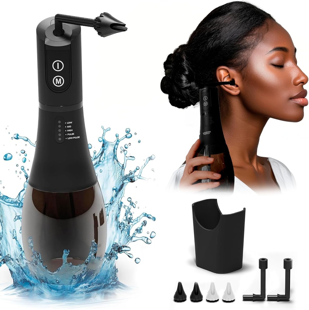 Kit de eliminación de la cera de oído FSA HSA Kit de limpieza elegible y del oído - 5 modos de presión, temporizador - seguro &amp; fácil de usar - kit de riego del oído con 4 boquillas, lavabo, cable, bolsa de almacenamiento - IPX7 eliminación de la cera