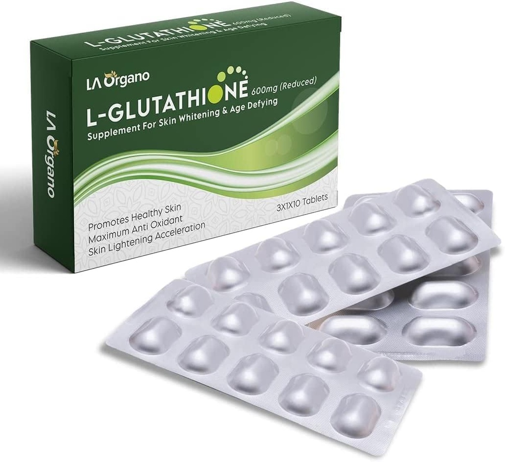 L Glutathione Tablets for Healthy, Brightening &amp; Radiant Skin for Men &amp; Women with Vitamin C Pack of 1 (30 Tablets)