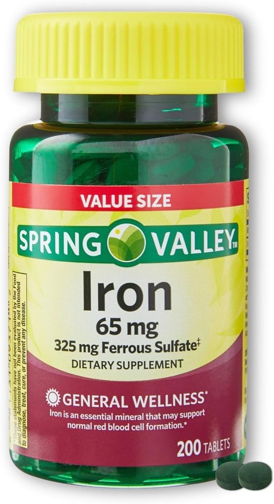 Hierro 65mg Sulfato ferroso- 200 Tabletas (Pack of 1)