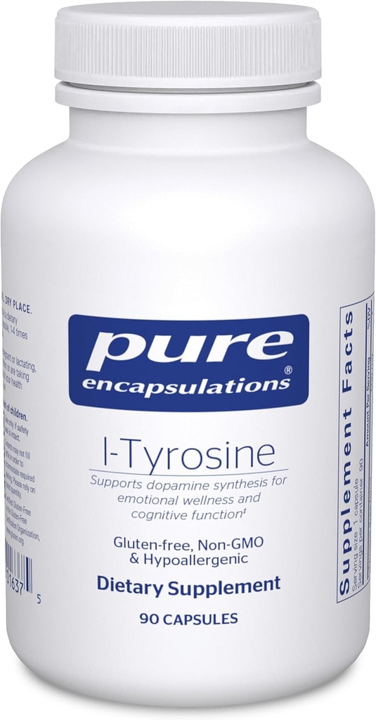 Pure Encapsulations L-Tyrosine - Amino Acid Supplement - for Brain Support, Dopamine " Thyroid Function* - Vegan " Non-GMO - 90 Capsules