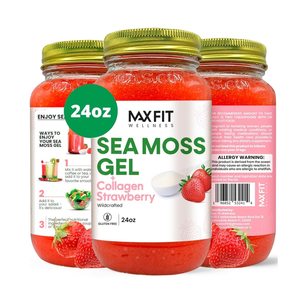 Sea Moss Gel Raw (24 Flavors) 24oz Wildсrafted Gold Sea Moss Gel de Santa Lucía viv 92 Vitaminas y Minerales  Pure Raw+No-GMO