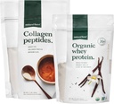 Natural Force Clean, Grass Fed Collagen Peptides + Vanilla Organic Whey Protein Bundle – Organic, Non GMO Whey Protein " Hydrolyzed Type I y III Collagen – 14.3 Ounce Bag y 11.7 Ounce Bag