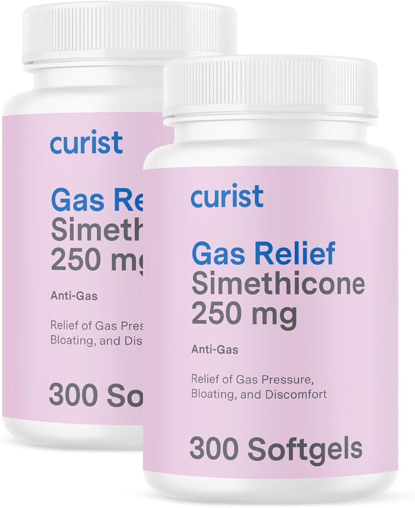 Curist Gas Relief Simethicone 2 Pack - 250 mg Softgels (600 Conde) Alivio Digestivo, Alivio de Bloating & Anti Flatulence Gas Pills for Adults aids Gas and Bloating Relief (600 Softgels)